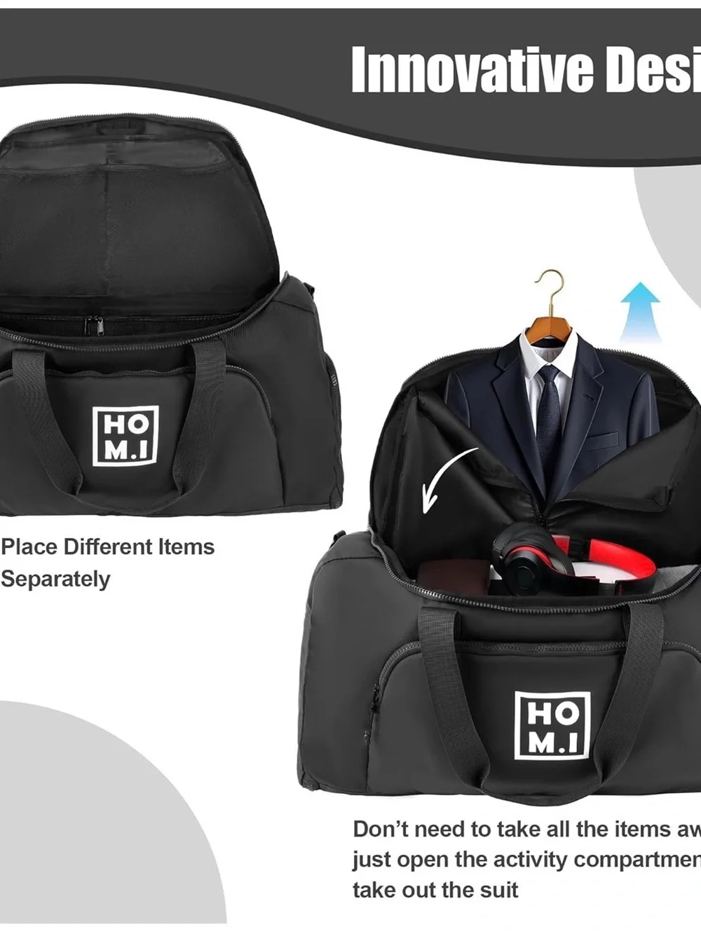 Black Men's Travel Duffel Bag
